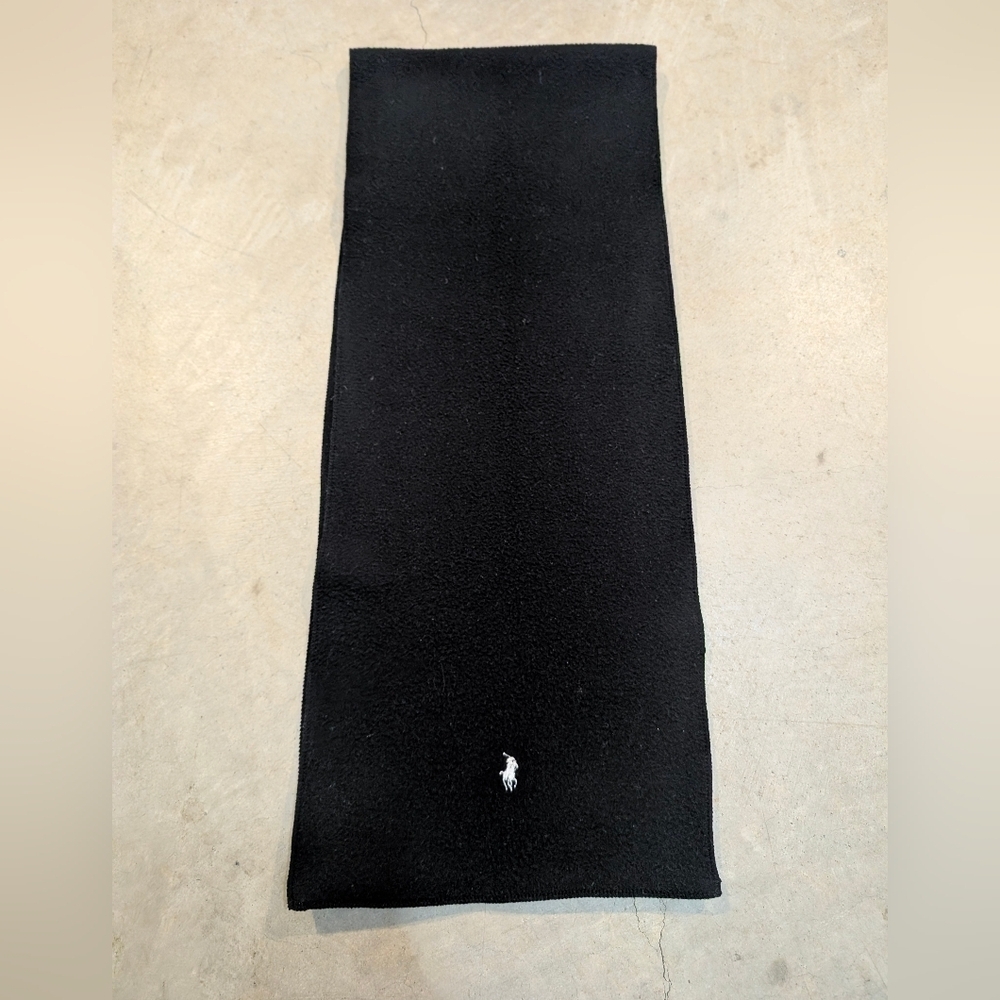VTG Polo Ralph Lauren Polyester Scarf Black 58x11 - Picture 2 of 3